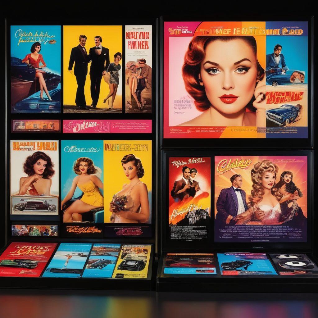 A striking visual transition from nostalgic vintage adult film posters on the left to modern-day user-generated content in vibrant colors on the right. The left side features classic cinema elements, while the right showcases contemporary digital platforms and icons symbolizing user engagement. In the background, a gradient blend of old-school film reels evolving into digital screens creates a dynamic narrative flow. super-realistic. vibrant colors.